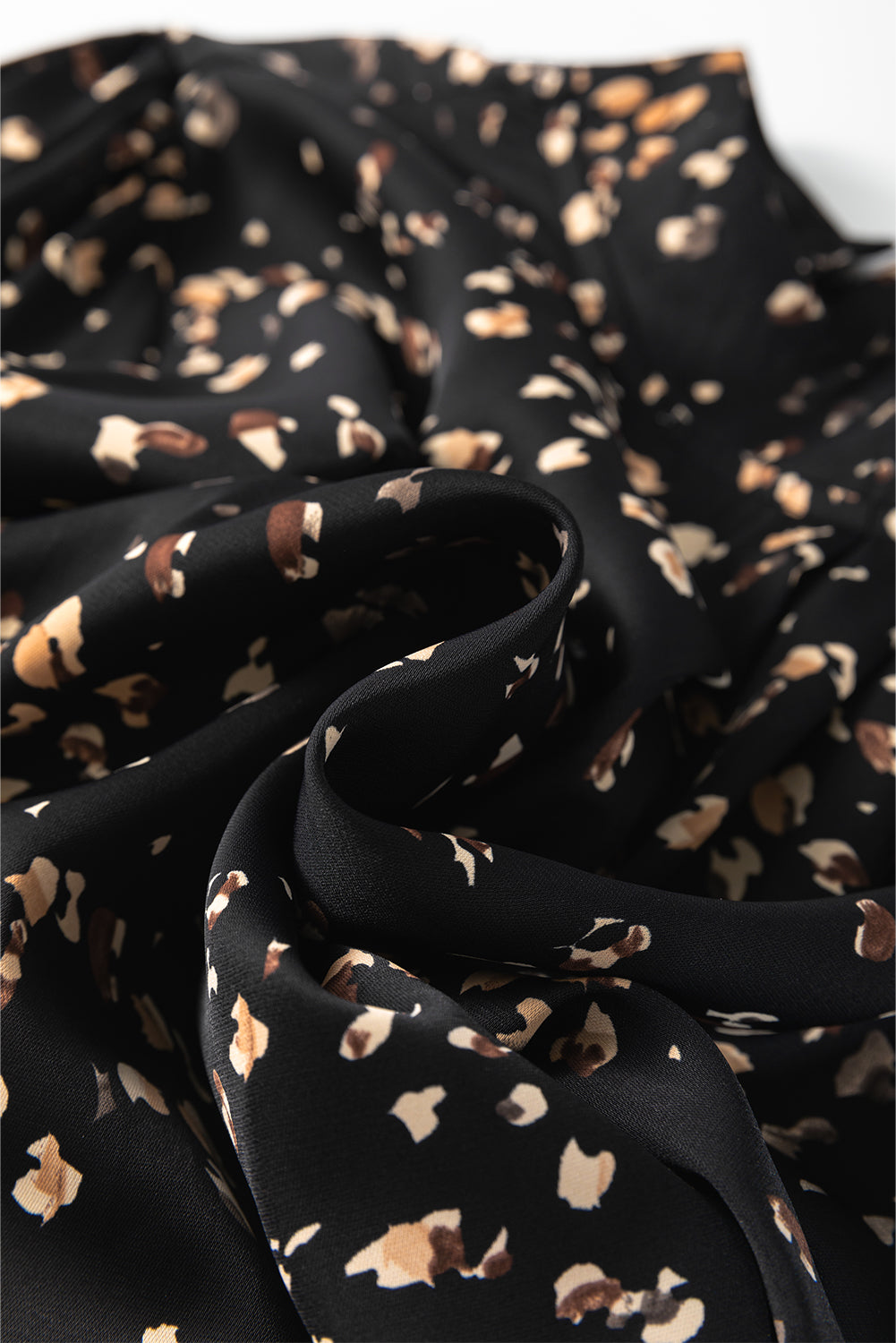 Printed Mock Neck Blouse with Balloon Sleeves