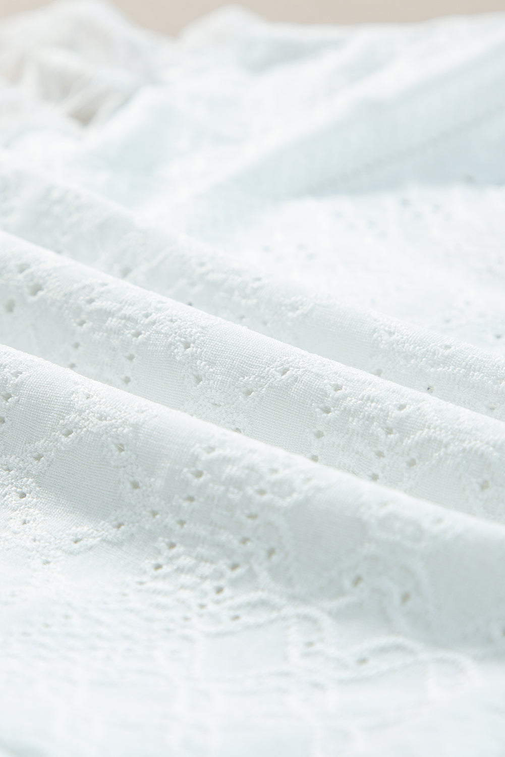 Eyelet Lace Long Sleeve Bodysuit - Semi-Sheer & Flirty