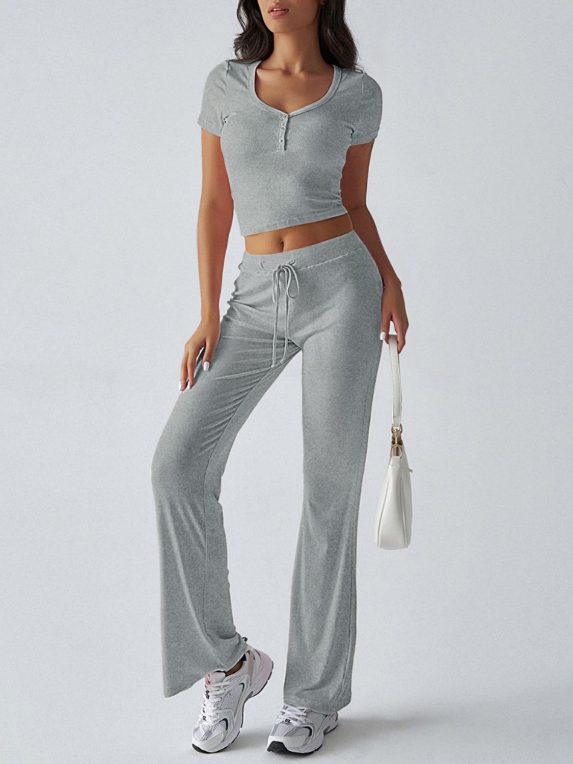 Short Sleeve Top and Drawstring Pants Set