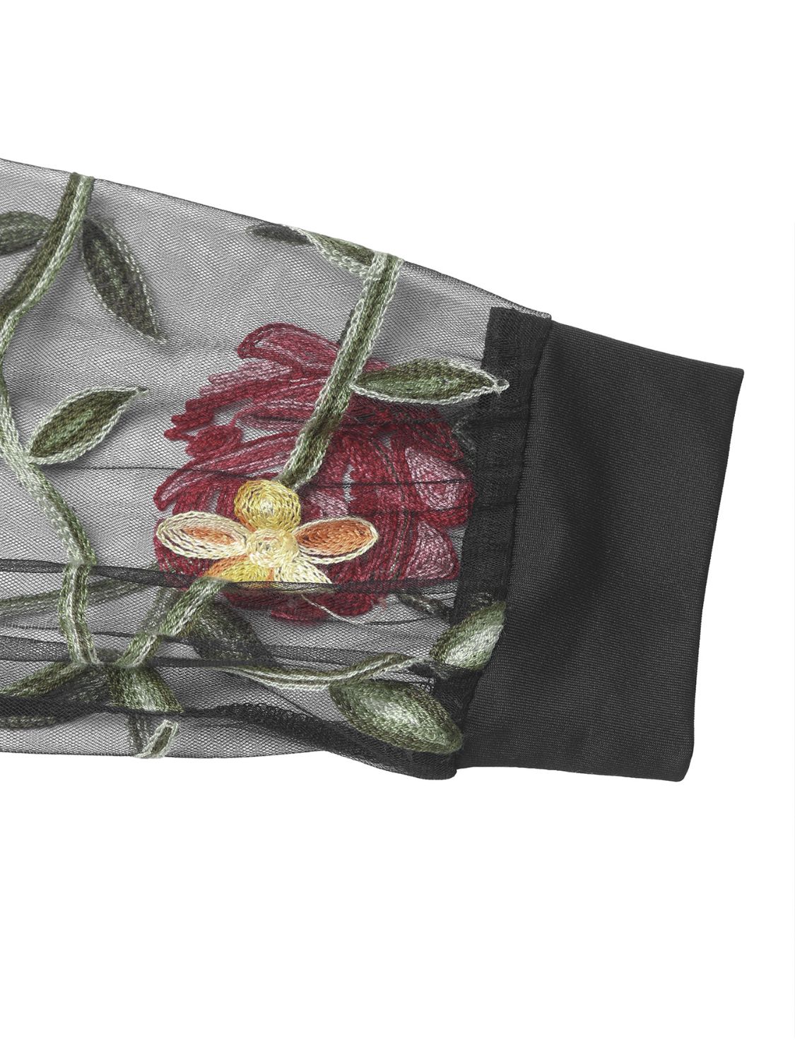 Embroidered V-Neck Long Sleeve Bodysuit