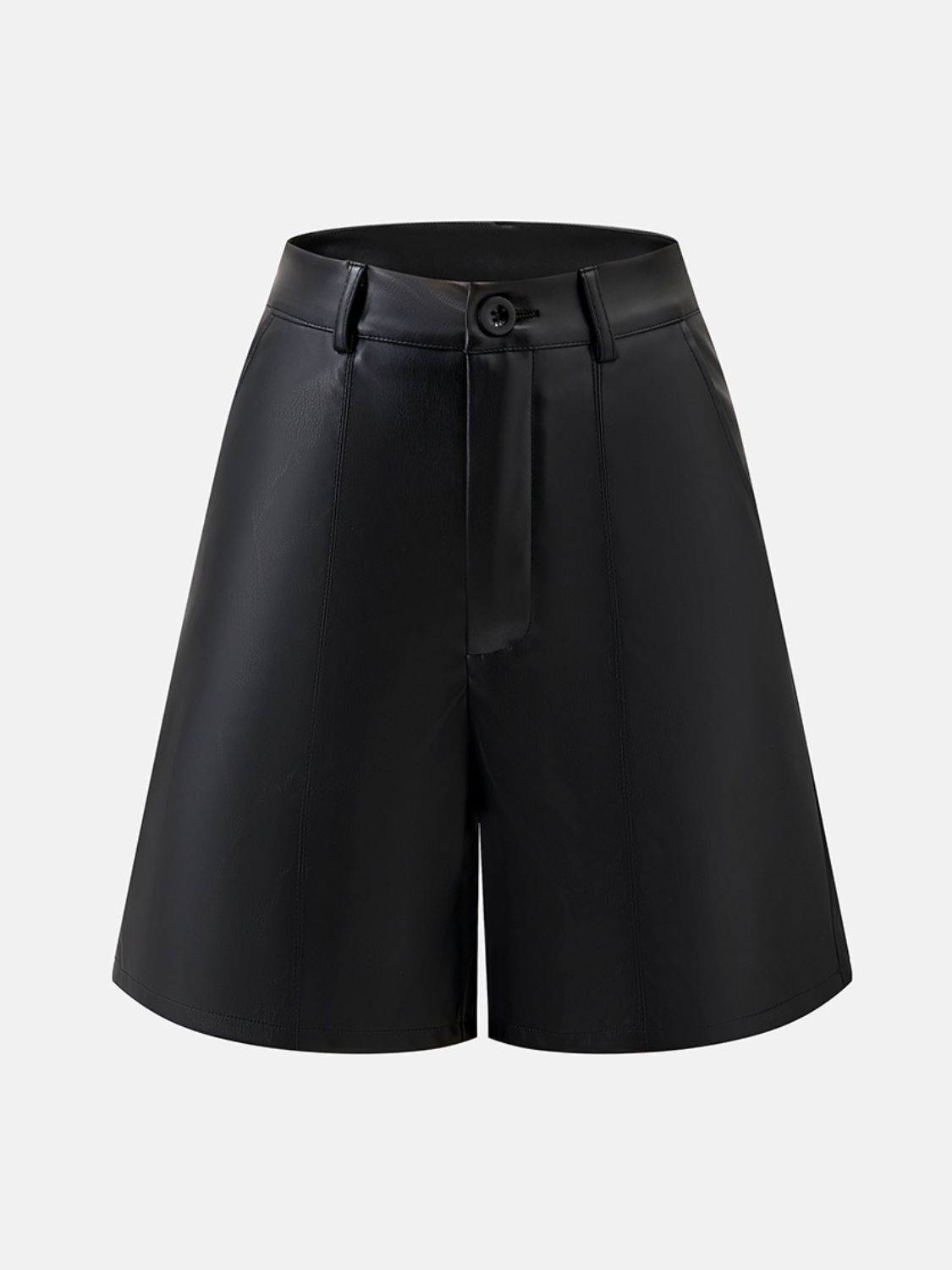 High-Rise Vegan Leather Shorts with Pockets