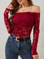 Off-Shoulder Lace Top with Long Sleeves
