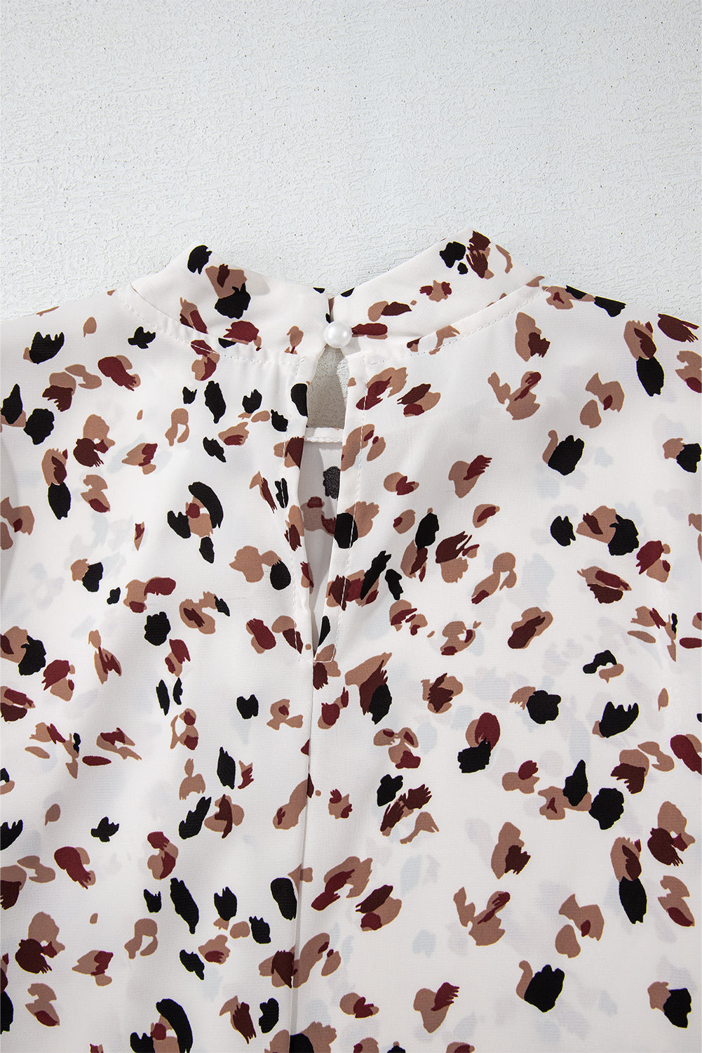 Printed Mock Neck Blouse with Balloon Sleeves