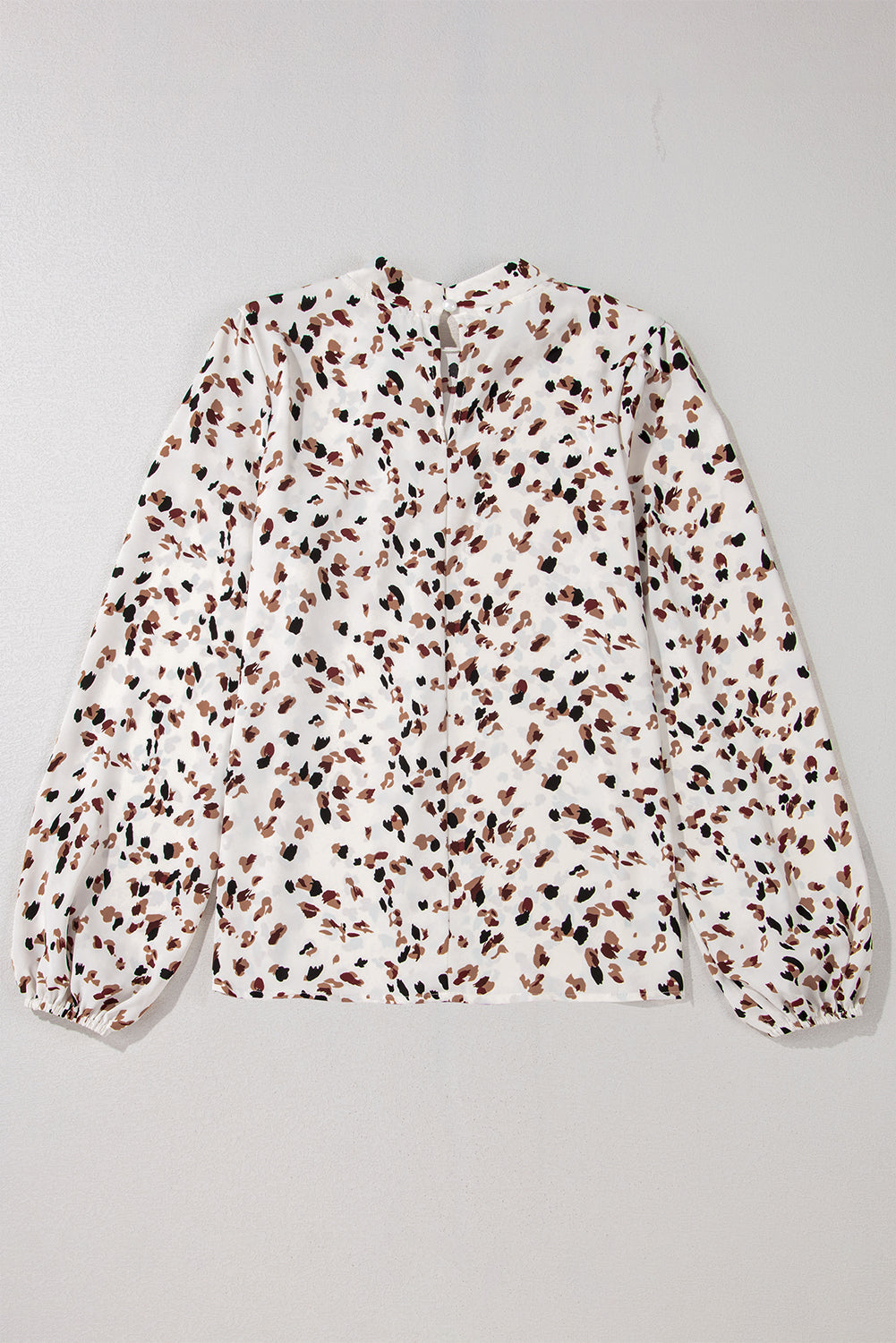 Printed Mock Neck Blouse with Balloon Sleeves