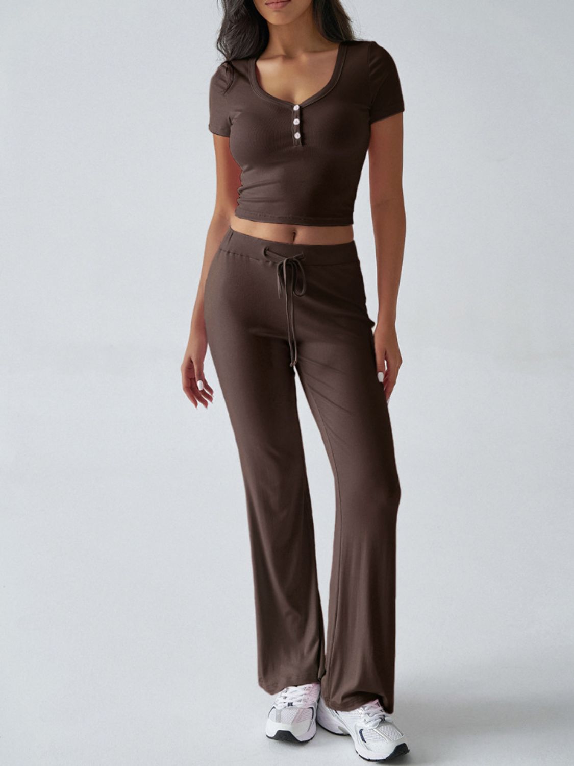 Short Sleeve Top and Drawstring Pants Set