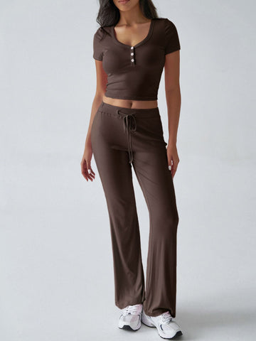 Short Sleeve Top and Drawstring Pants Set