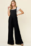 Texture Wide Strap Wide Leg Overall
