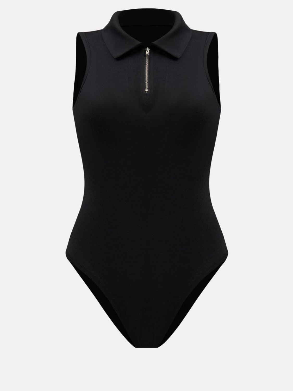 Collared Quarter Zip Sleeveless Bodysuit