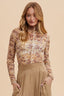 Floral Lettuce Hem Sheer Mesh Top