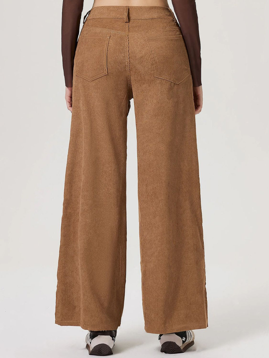 Wide Leg Pants with Pockets and Button Detail