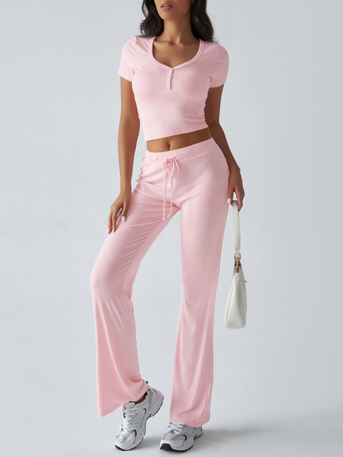 Short Sleeve Top and Drawstring Pants Set