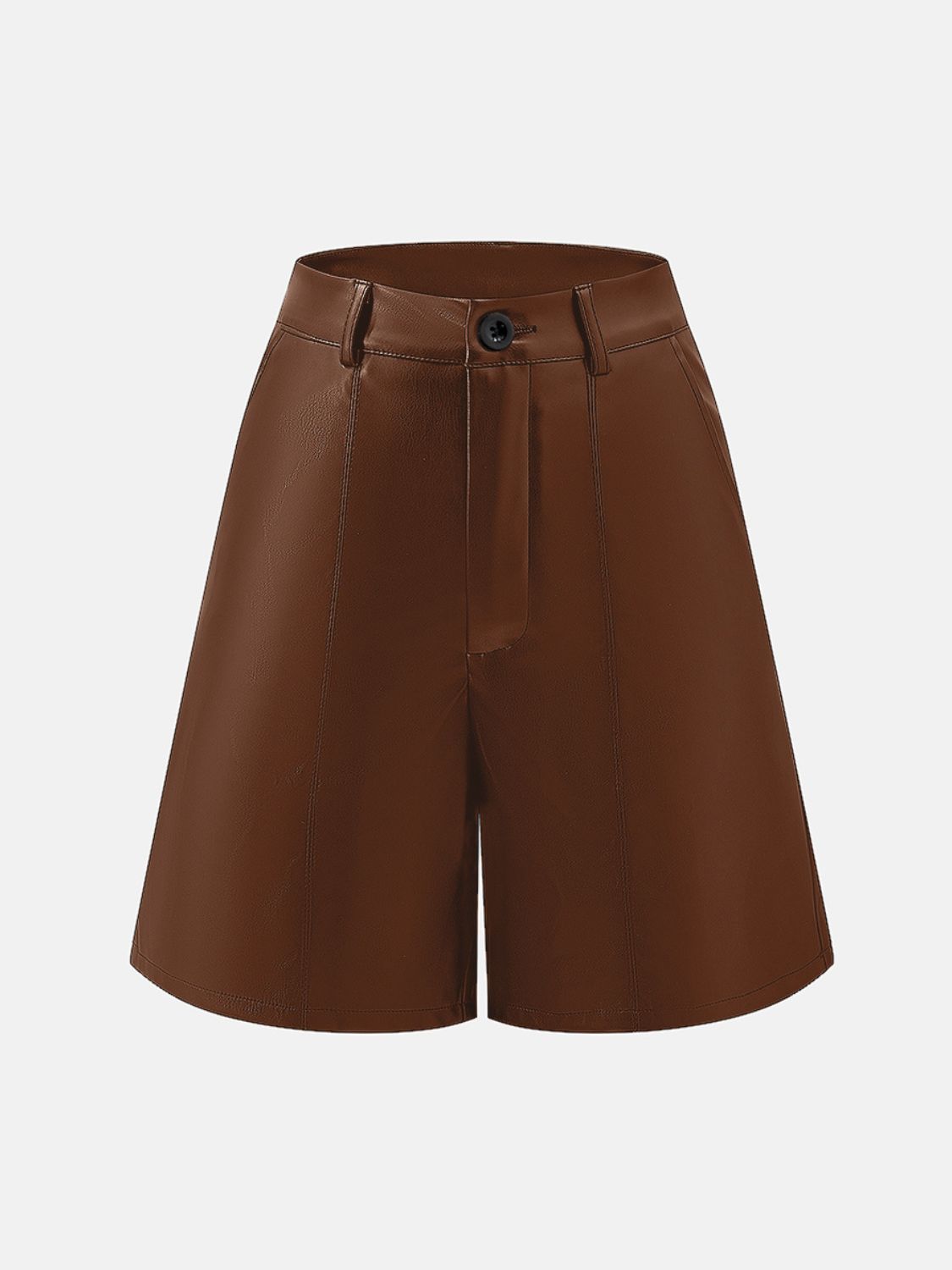 High-Rise Vegan Leather Shorts with Pockets