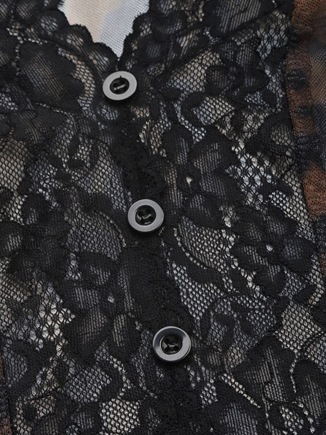 Leopard Print Lace Bodysuit with V-Neck