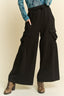Drawstring Ruched Detail Wide Leg Pants