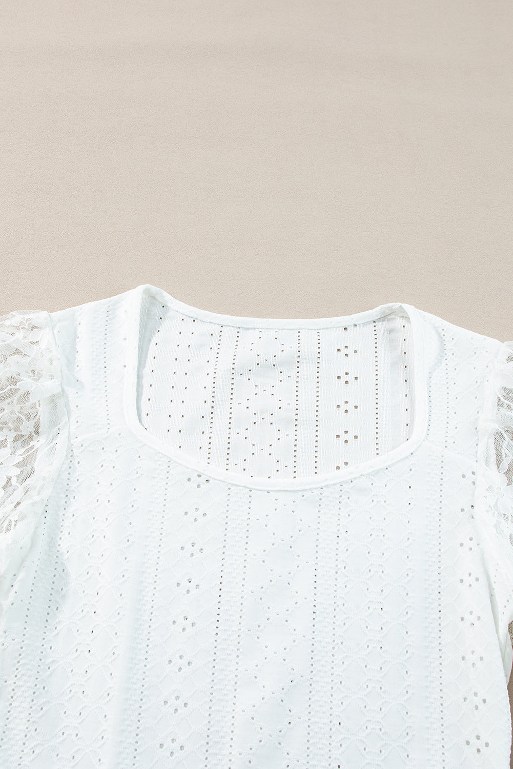 Eyelet Lace Long Sleeve Bodysuit - Semi-Sheer & Flirty