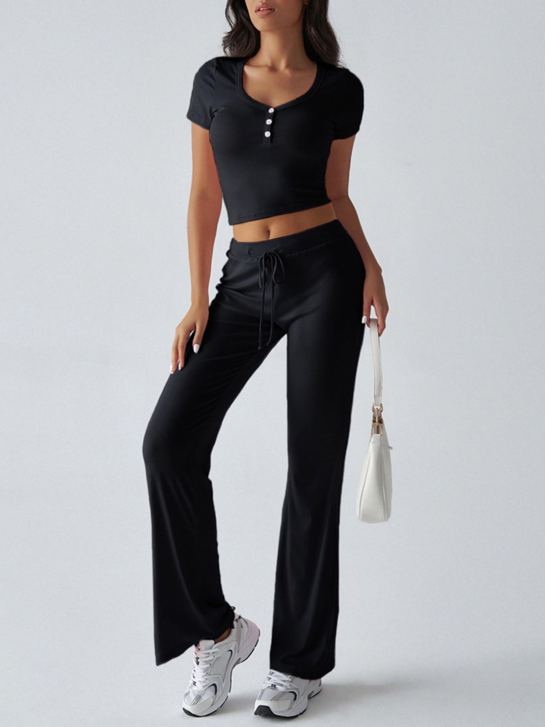 Short Sleeve Top and Drawstring Pants Set
