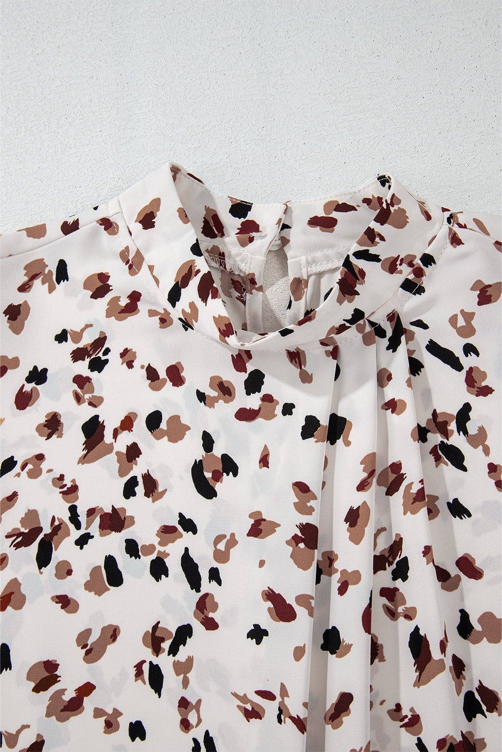 Printed Mock Neck Blouse with Balloon Sleeves