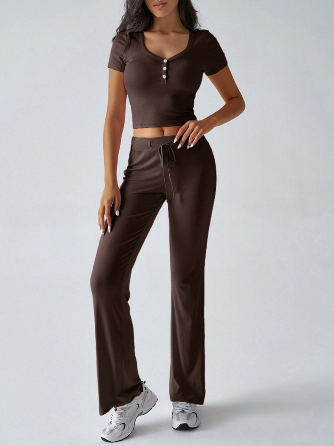 Short Sleeve Top and Drawstring Pants Set