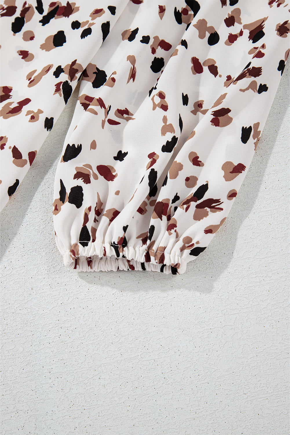 Printed Mock Neck Blouse with Balloon Sleeves