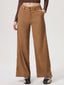 Wide Leg Pants with Pockets and Button Detail