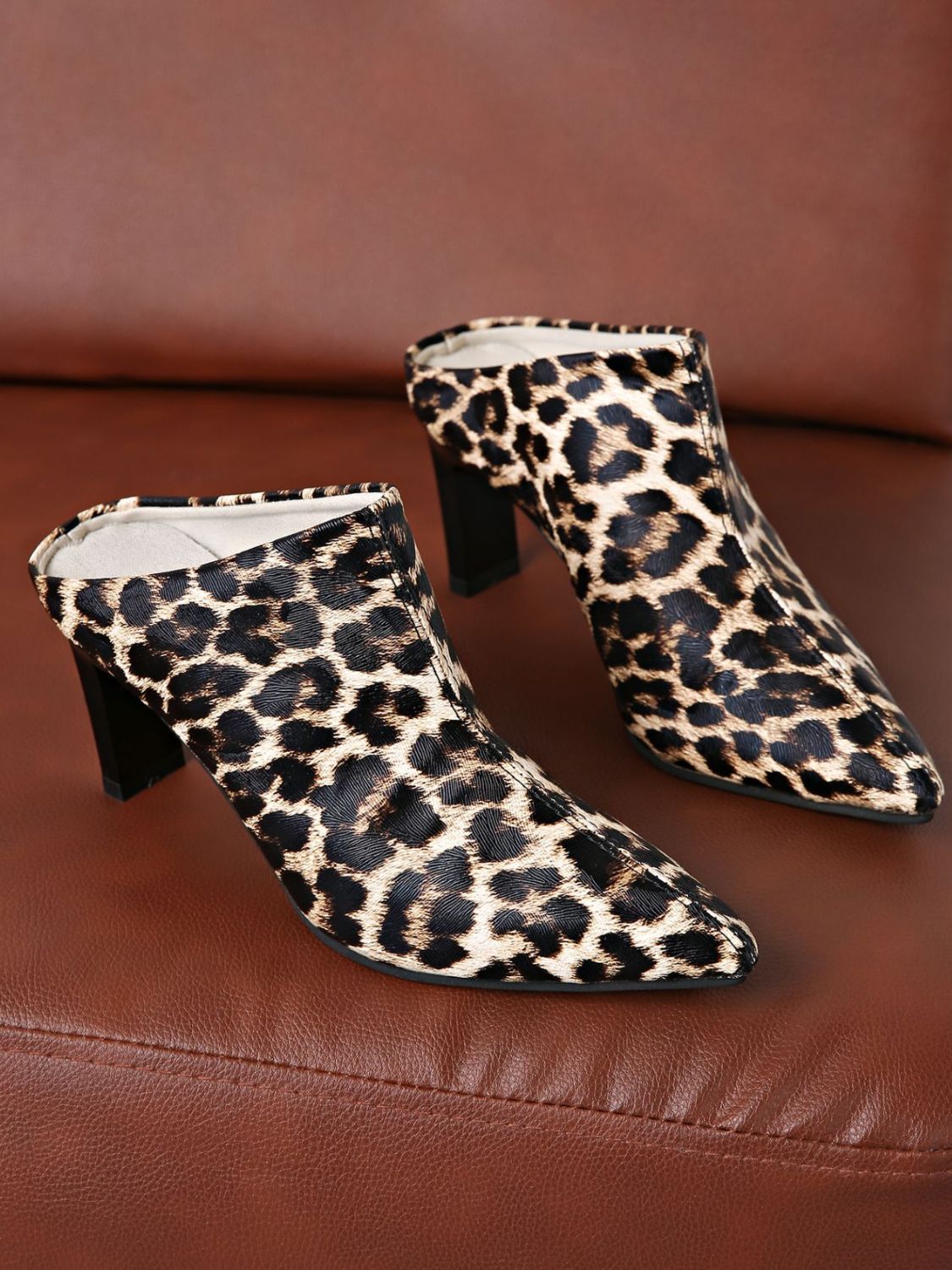 Vegan Leather Leopard Point Toe Pumps
