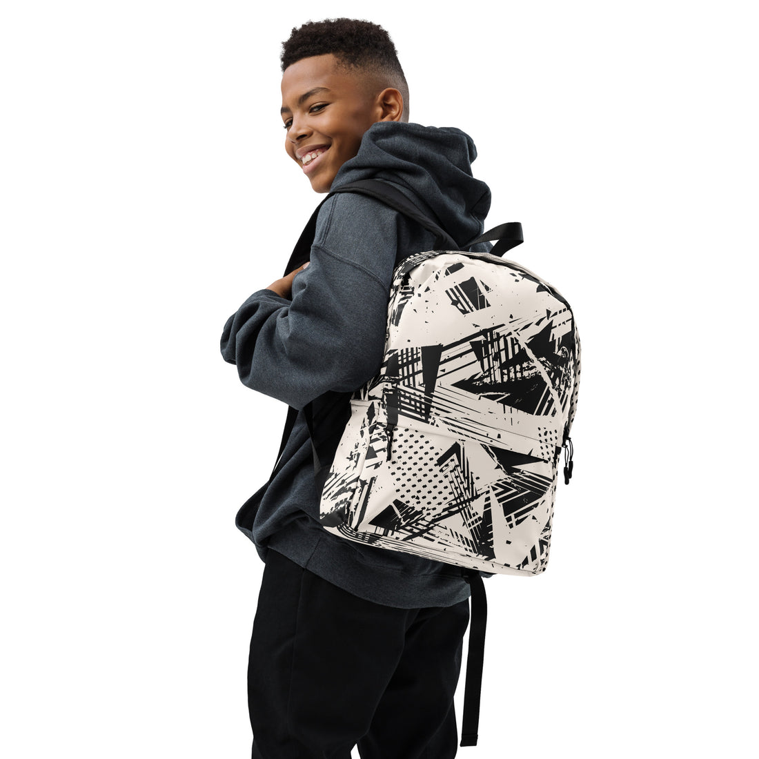 Black Graphic Backpack