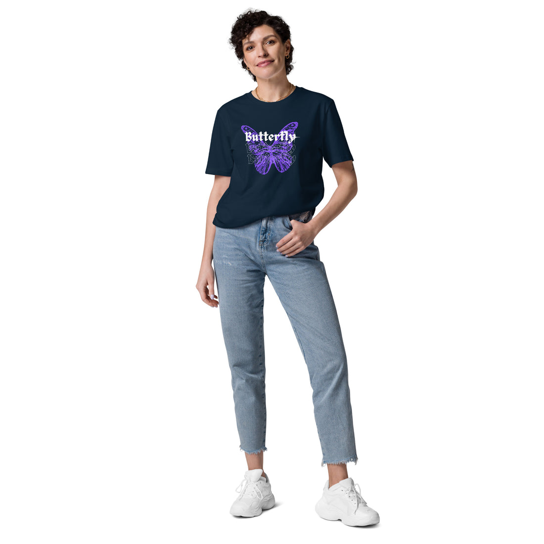 Purple Butterfly Cotton T-Shirt