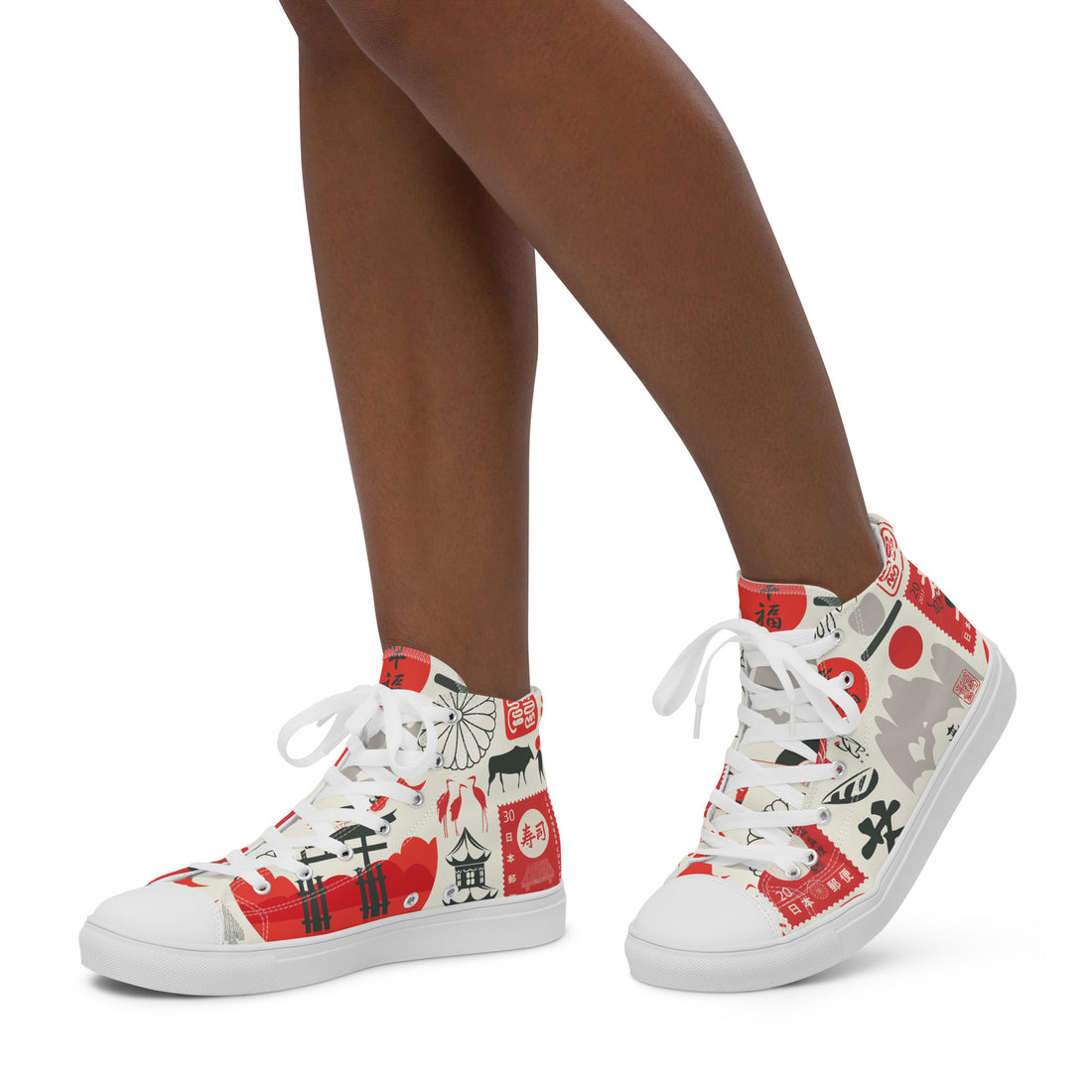 Japanese Print High Top Canvas Shoes