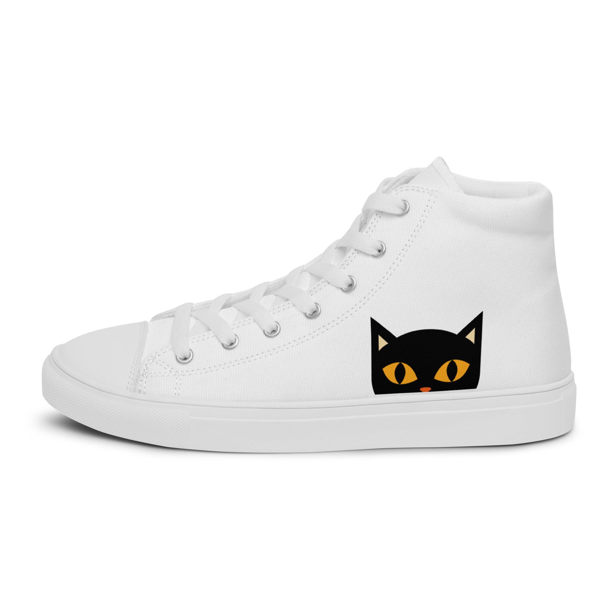 Black Cat High Top Canvas Shoes
