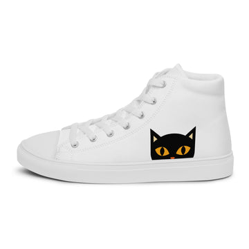 Black Cat High Top Canvas Shoes