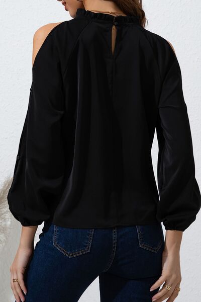 Mock Neck Cold Shoulder Blouse Secondary image