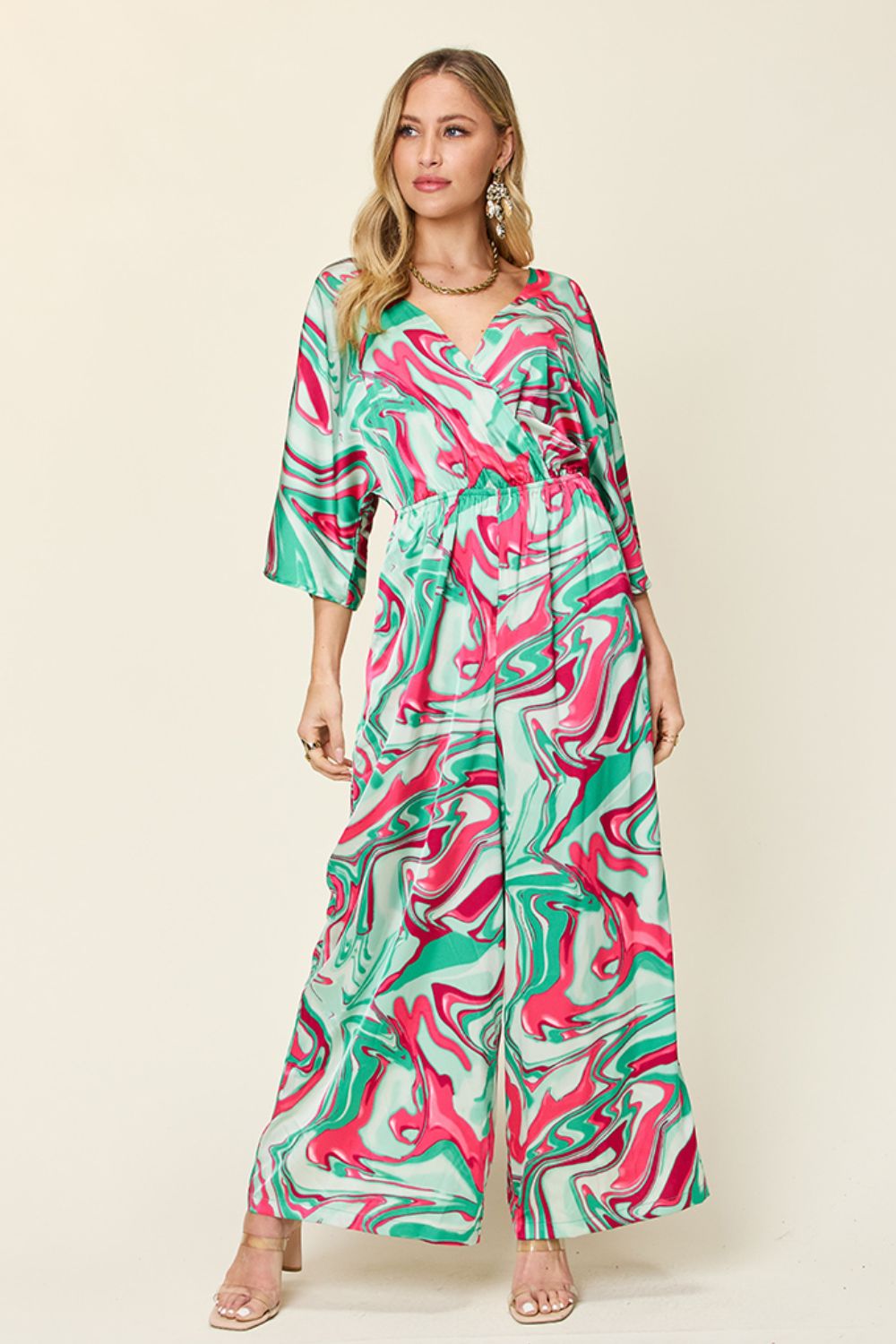 Sleeve Wide Leg Jumpsuit