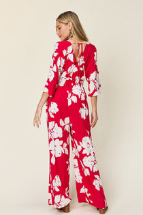 Printed Tie Back Wide Leg Jumpsuit