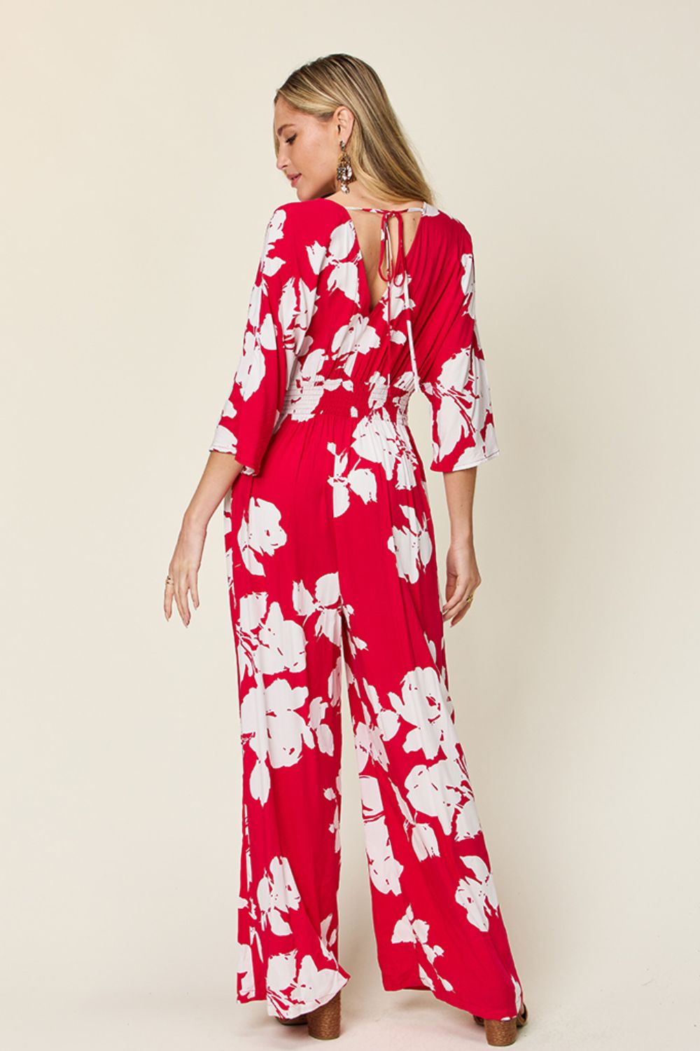 Printed Tie Back Wide Leg Jumpsuit