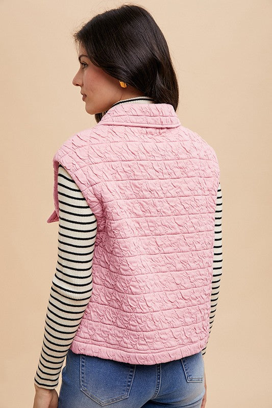Texture Quilted Snap Down Vest Coat Secondary image