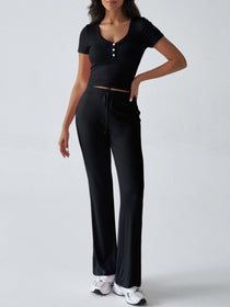 Short Sleeve Top and Drawstring Pants Set