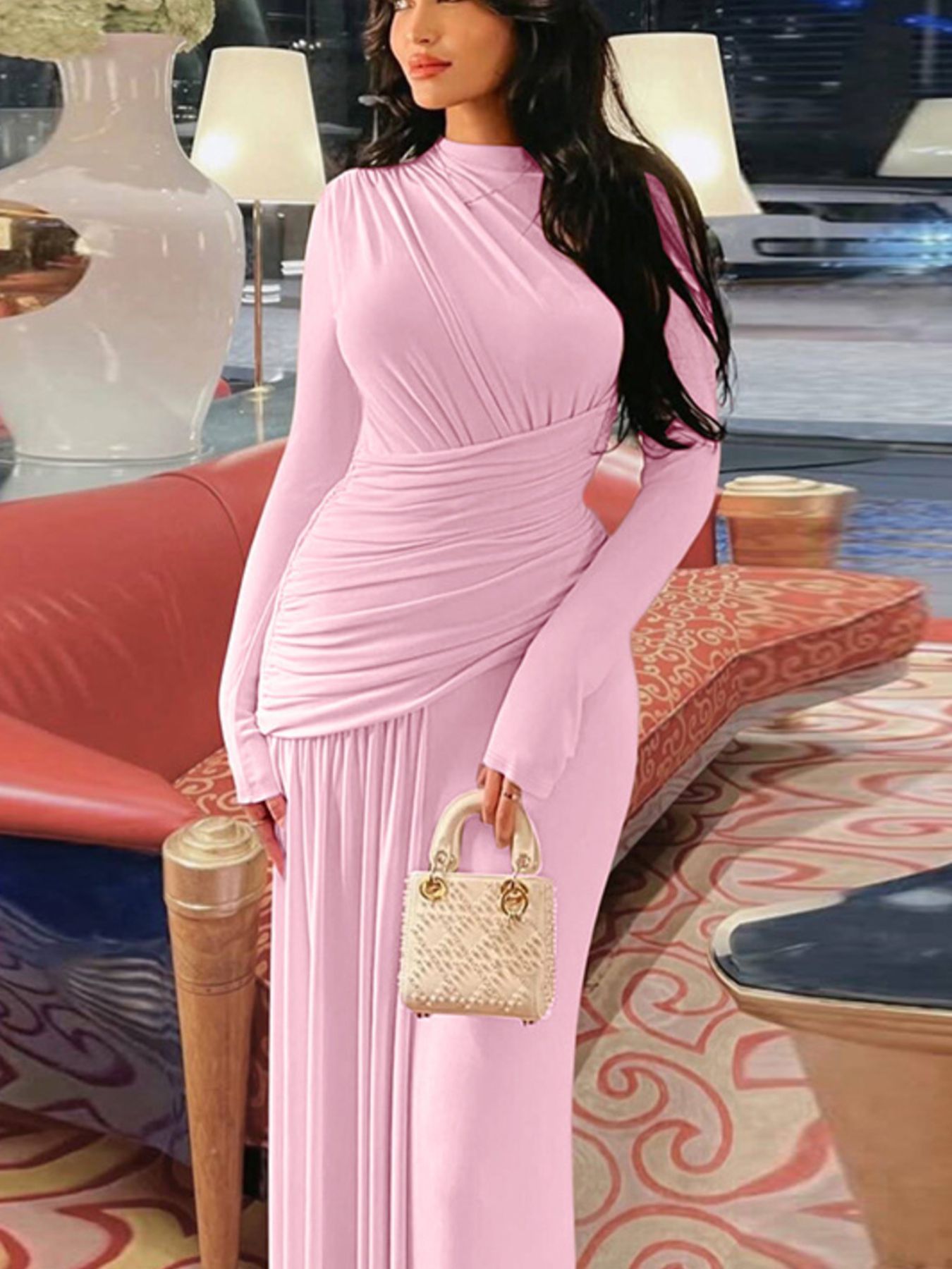 Ruched Long Sleeve Mermaid Maxi Dress Secondary image