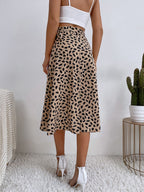 Printed Wrap Skirt with Side Slit and Tie Waist