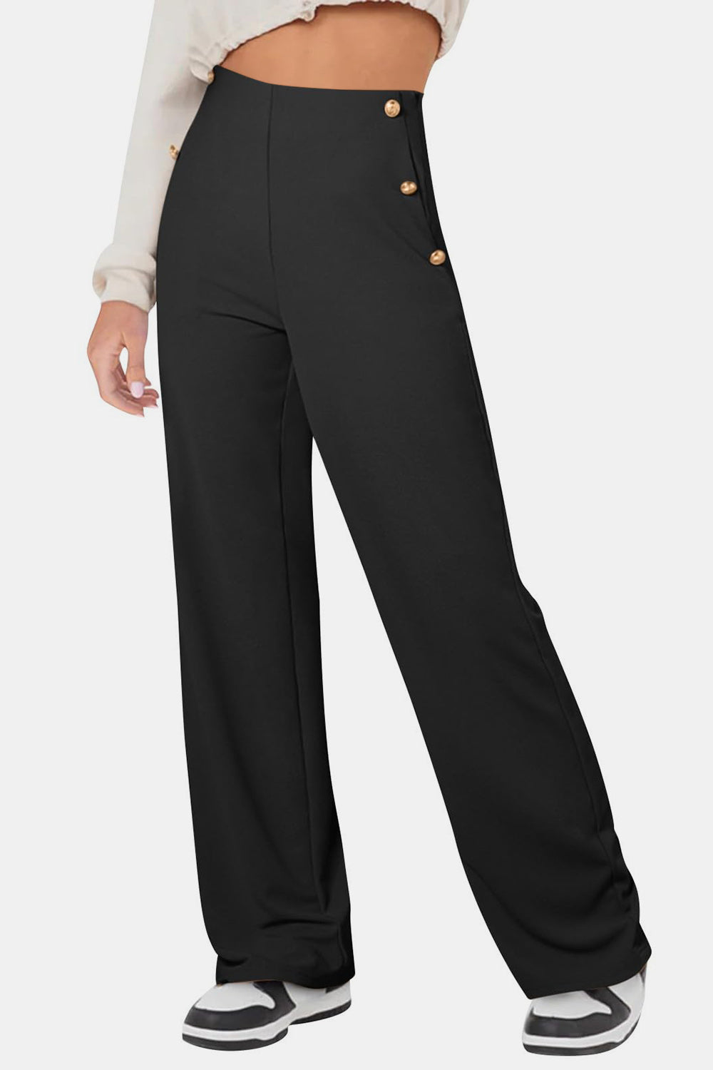 Decorative Button High Rise Pants Main image
