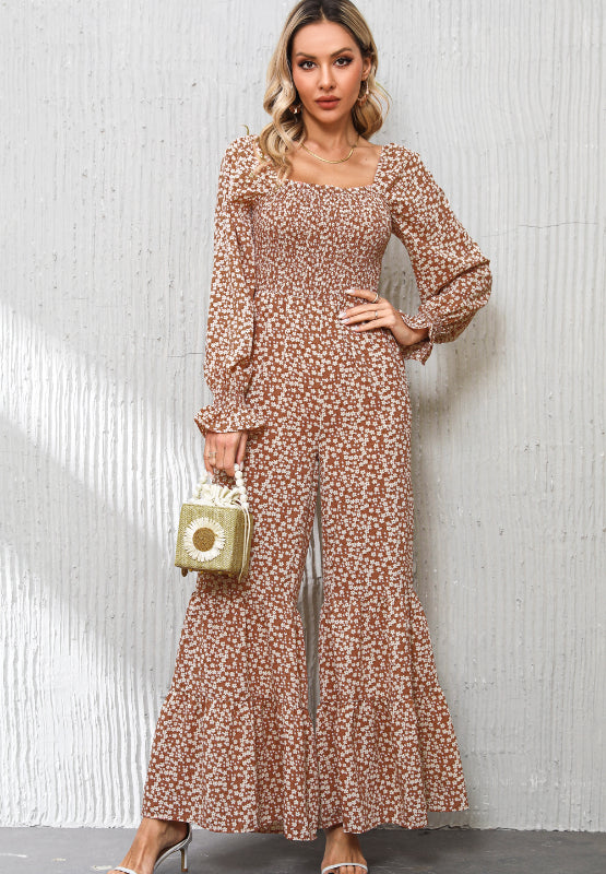 Floral Square Neck Ruffled Wide Leg Jumpsuit Secondary image