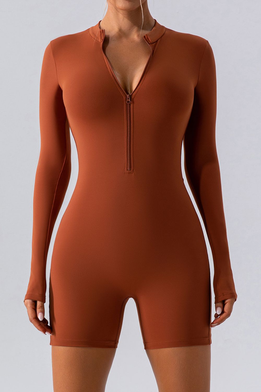 Half Zip Long Sleeve Active Romper Main image