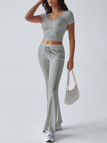 Short Sleeve Top and Drawstring Pants Set