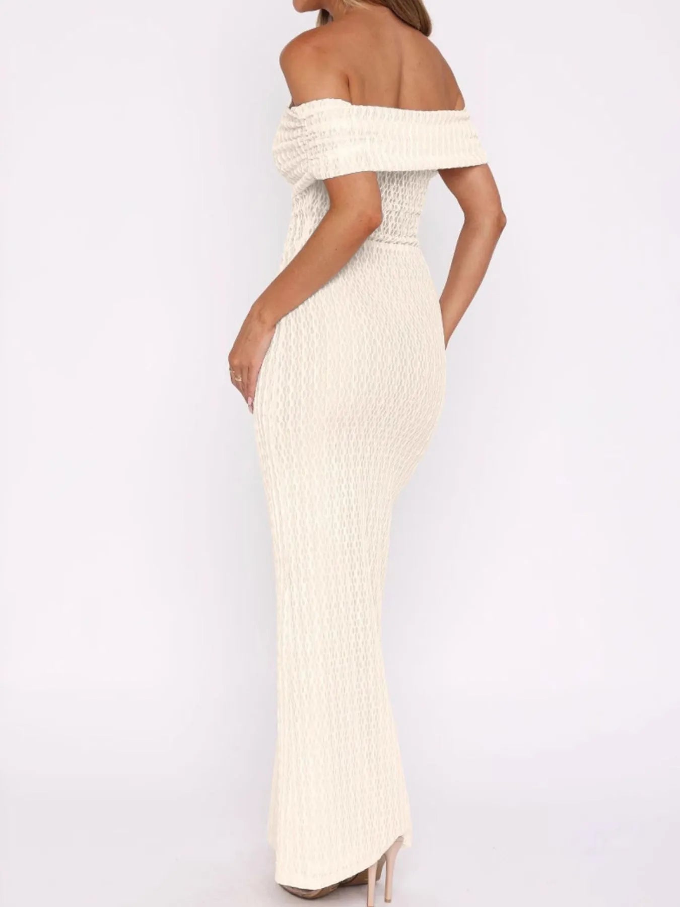 Off Shoulder Texture Maxi Dress Secondary image