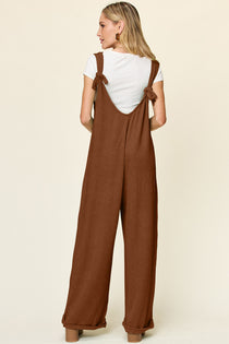 Texture Sleeveless Wide Leg Jumpsuit