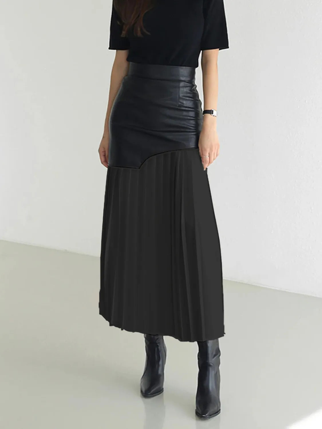 Patchwork Contrast Pleated Skirt Secondary image