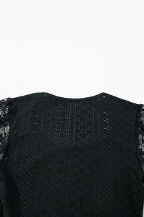 Eyelet Lace Long Sleeve Bodysuit - Semi-Sheer & Flirty