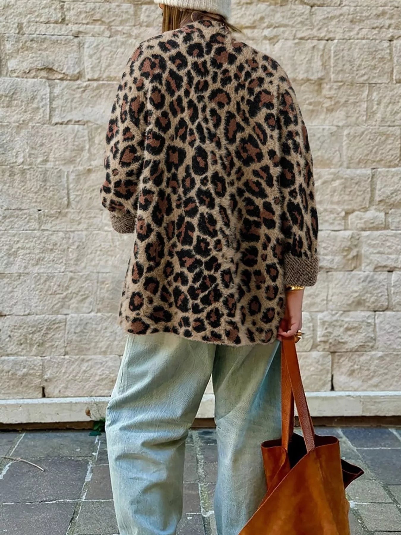 Leopard Print Open Cardigan with Pockets Secondary image