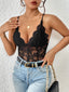 Lace V-Neck Bodysuit with Spaghetti Straps