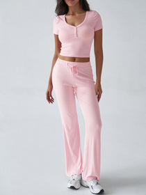 Short Sleeve Top and Drawstring Pants Set