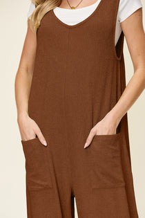 Texture Sleeveless Wide Leg Jumpsuit